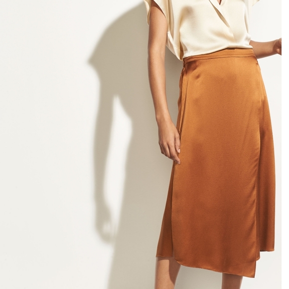 Vince silk drape skirt in copper XS - Picture 6 of 11